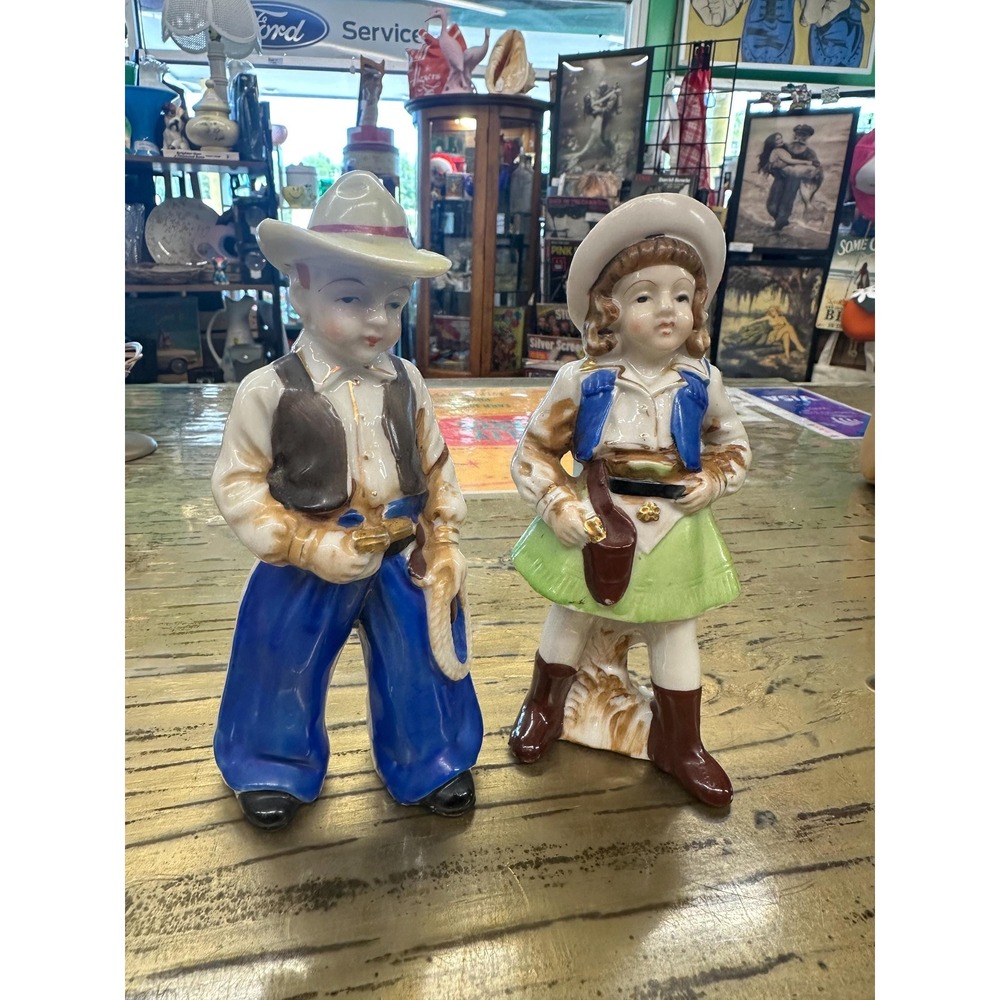 Vintage Occupied Japan Cowboy & Cowgirl figurines